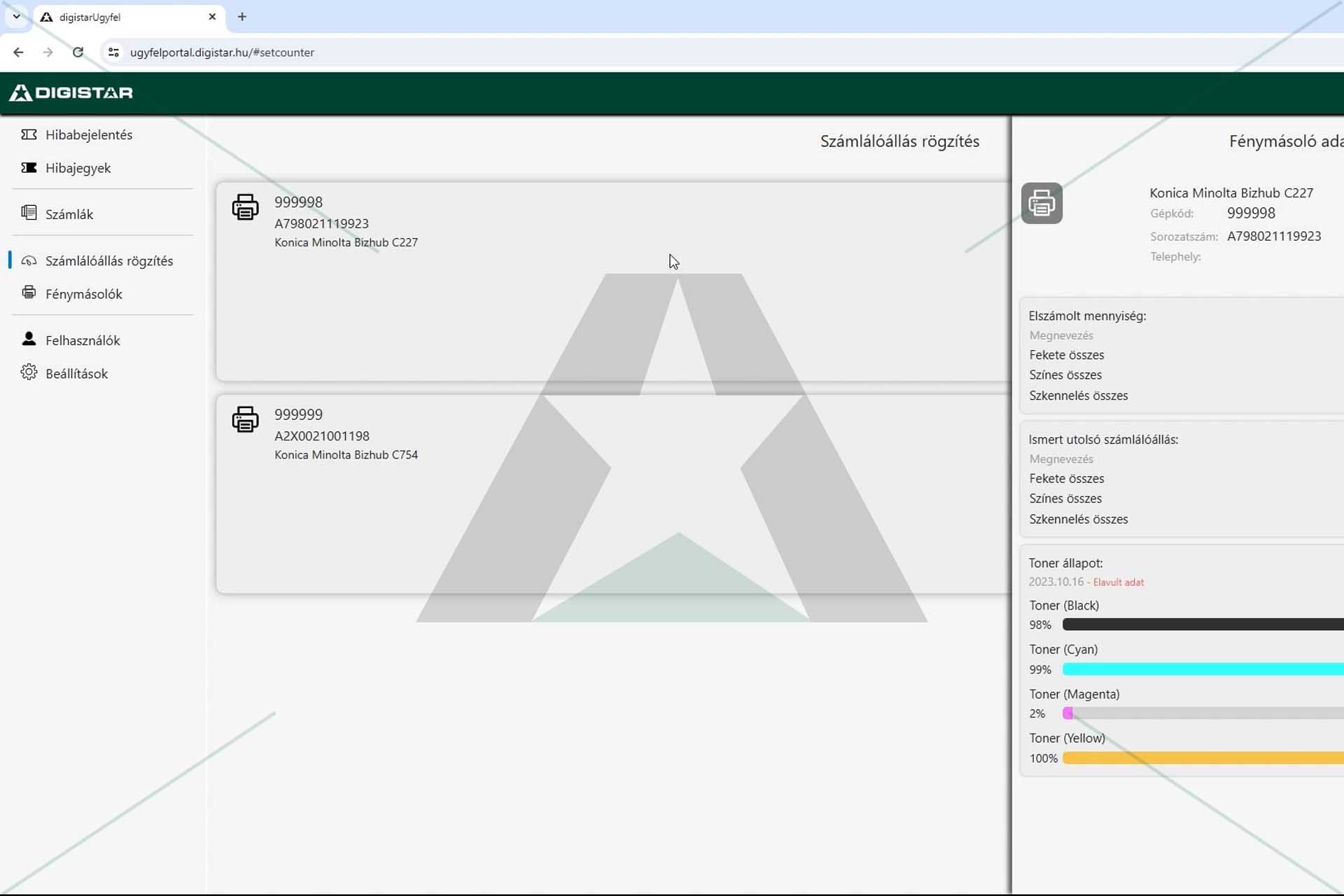 Hogyan automatizálhatom a fénymásoló berendezéseim számlálóállás bejelentését?